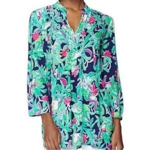 Lilly Pulitzer women’s Sarasota Trunk Show Pintuck floral tunic size M